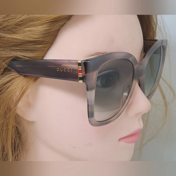 NWT Gucci Women's Sunglasses Marble Gray Square Full Rim GG0459S 005 54-19-145 - Picture 3 of 16